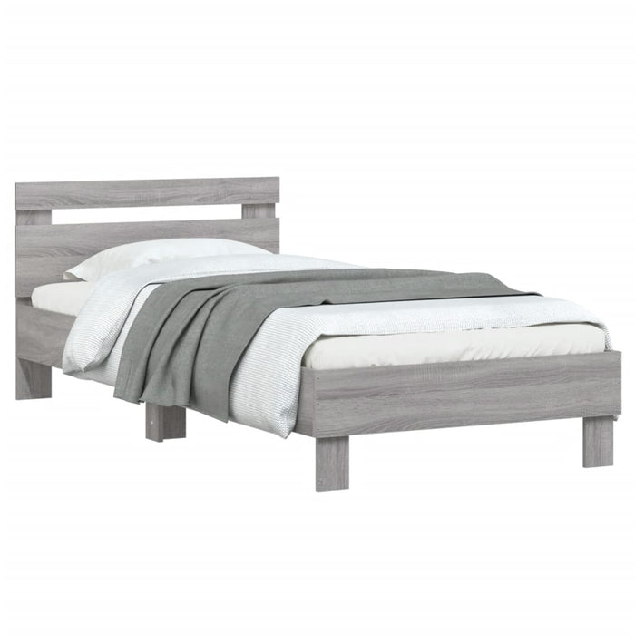 Cadru de pat cu tăblie gri sonoma 75x190 cm lemn prelucrat - WALTI WALTI