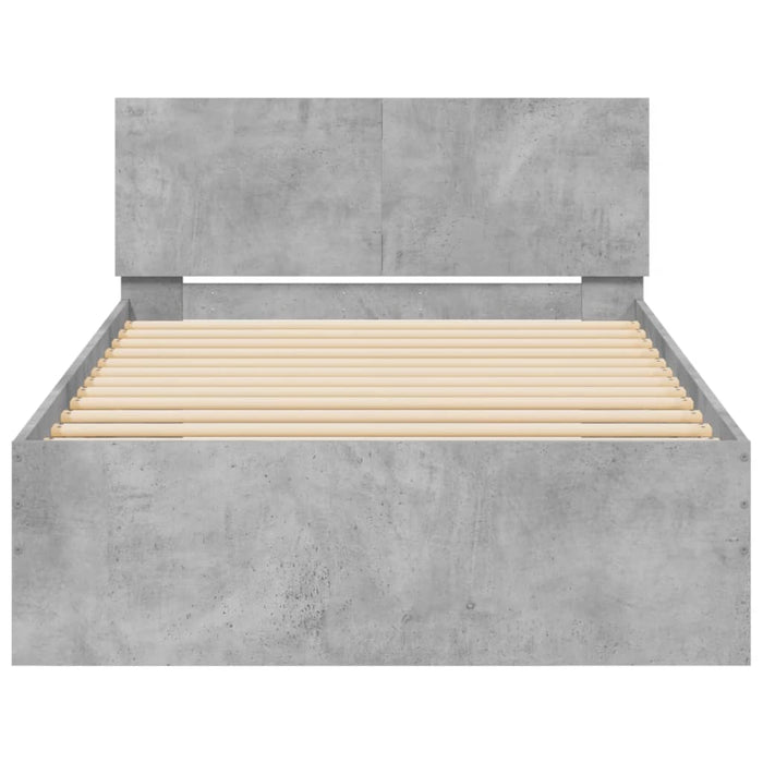 Cadru de pat cu tăblie gri beton 100x200 cm lemn prelucrat - WALTI WALTI