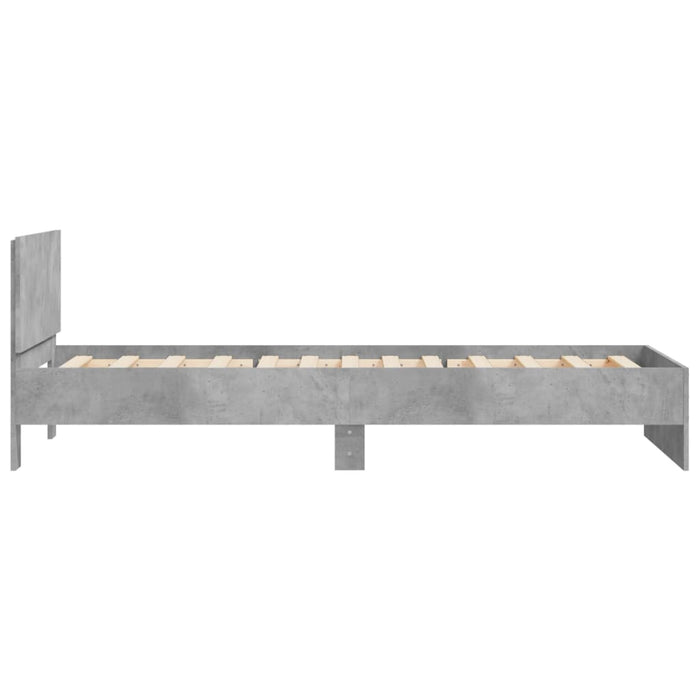 Cadru de pat cu tăblie gri beton 100x200 cm lemn prelucrat - WALTI WALTI