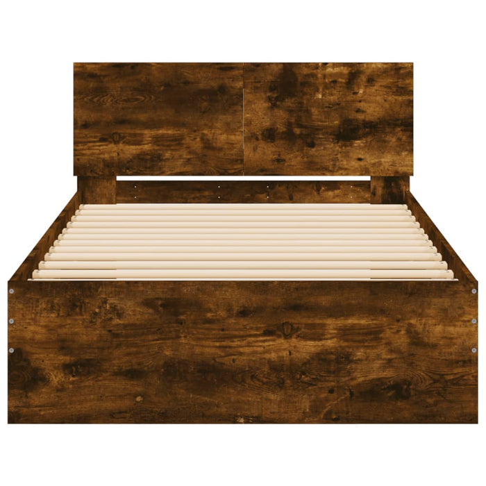 Cadru de pat cu tăblie stejar fumuriu 100x200 cm lemn prelucrat - WALTI WALTI