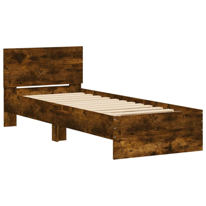 Cadru de pat cu tăblie stejar fumuriu 75x190 cm lemn prelucrat WALTI