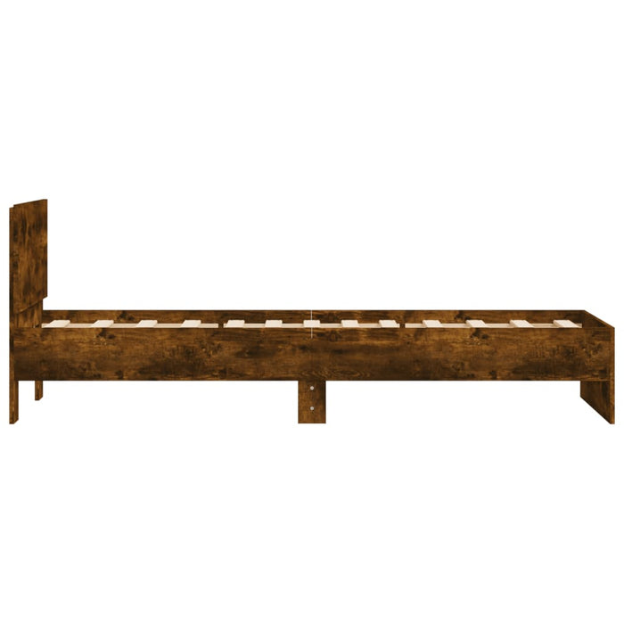 Cadru de pat cu tăblie stejar fumuriu 75x190 cm lemn prelucrat WALTI