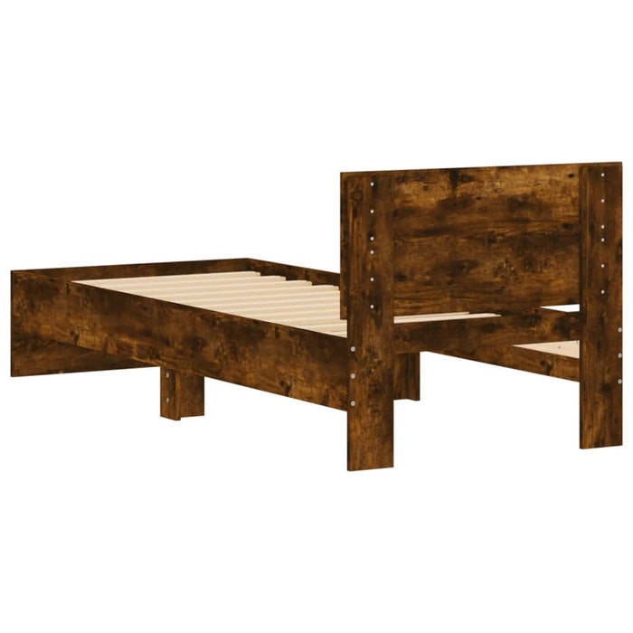 Cadru de pat cu tăblie stejar fumuriu 75x190 cm lemn prelucrat WALTI