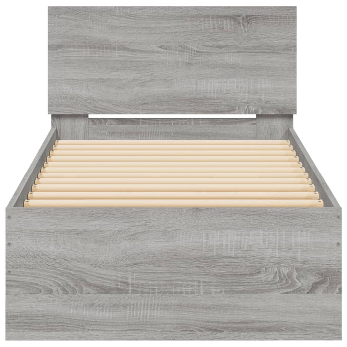 Cadru de pat cu tăblie gri sonoma 75x190 cm lemn prelucrat - WALTI WALTI