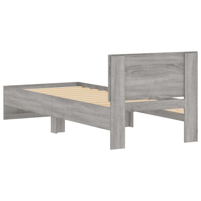 Cadru de pat cu tăblie gri sonoma 75x190 cm lemn prelucrat - WALTI WALTI