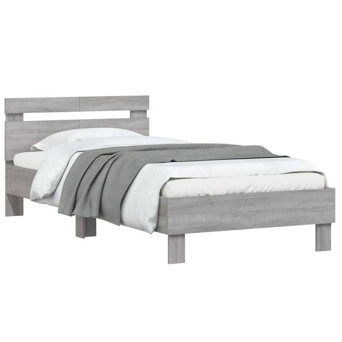 Cadru de pat cu tăblie și lumini LED, gri sonoma, 100x200 cm - WALTI WALTI