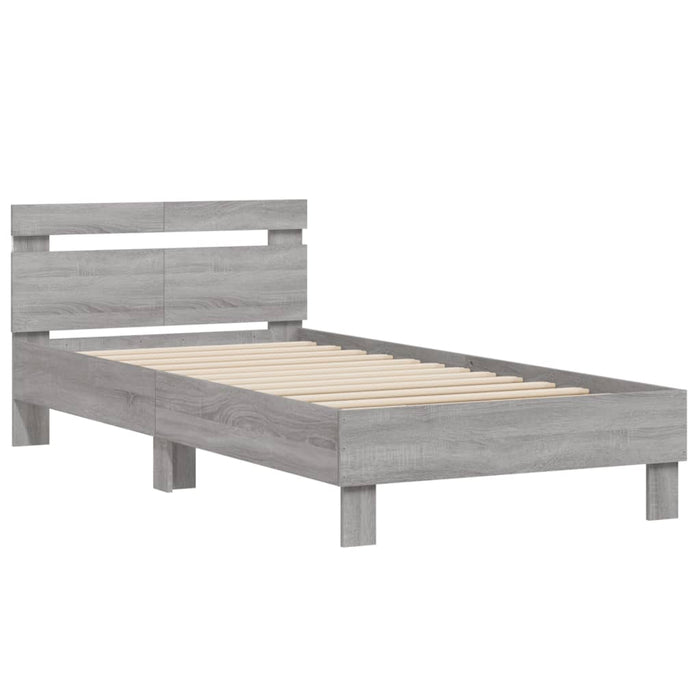 Cadru de pat cu tăblie și lumini LED, gri sonoma, 100x200 cm - WALTI WALTI