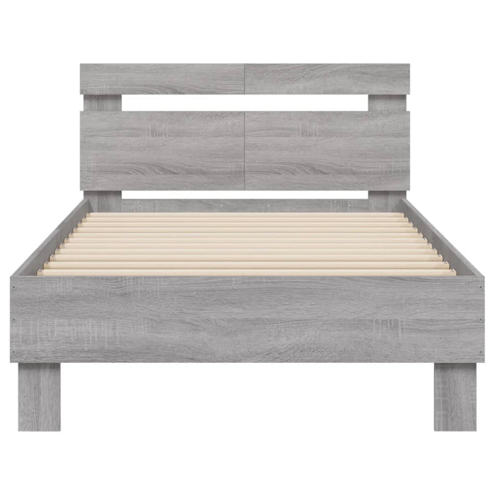 Cadru de pat cu tăblie și lumini LED, gri sonoma, 100x200 cm - WALTI WALTI