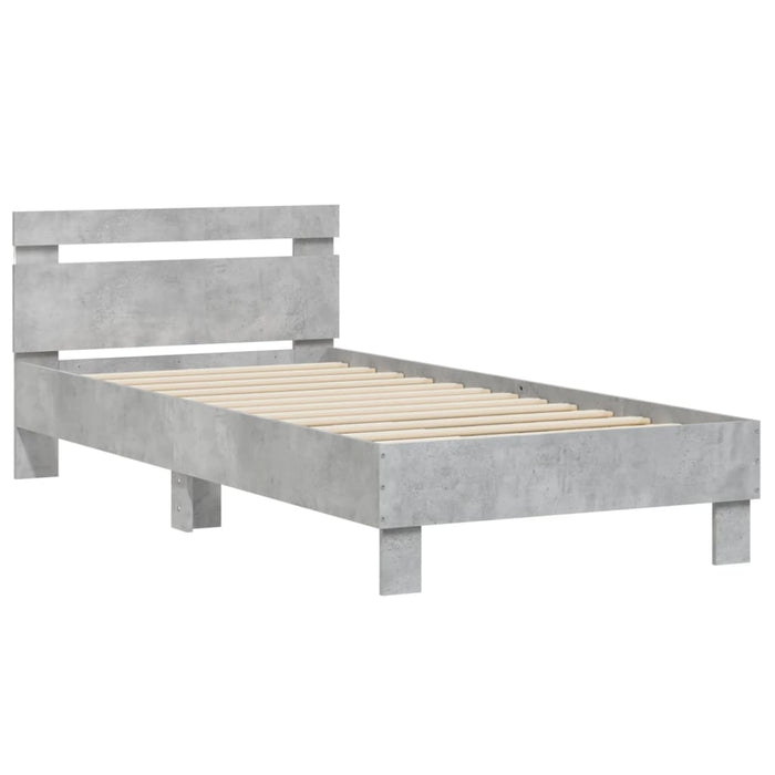 Cadru de pat cu tăblie și lumini LED, gri beton, 90x200 cm - WALTI WALTI