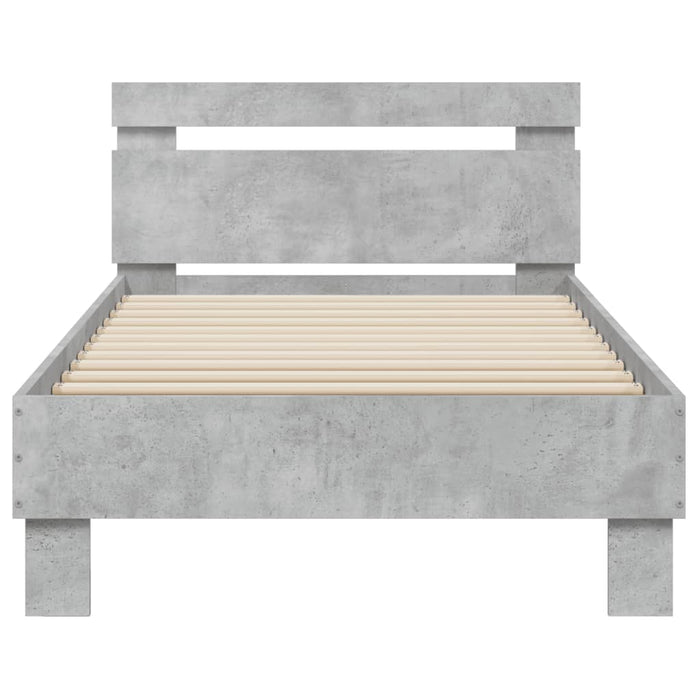 Cadru de pat cu tăblie și lumini LED, gri beton, 90x200 cm - WALTI WALTI