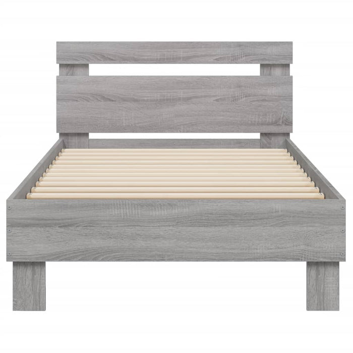 Cadru de pat cu tăblie și lumini LED, gri sonoma, 90x200 cm WALTI