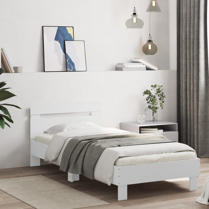 Cadru de pat cu tăblie și lumini LED, alb, 90x190 cm - WALTI WALTI