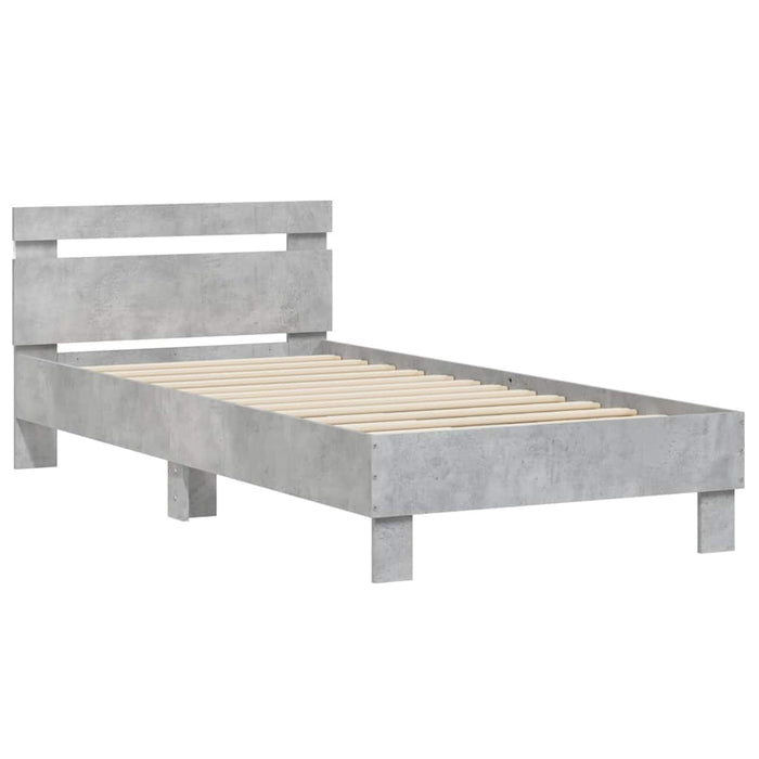 Cadru de pat cu tăblie și lumini LED, gri beton, 90x190 cm - WALTI WALTI