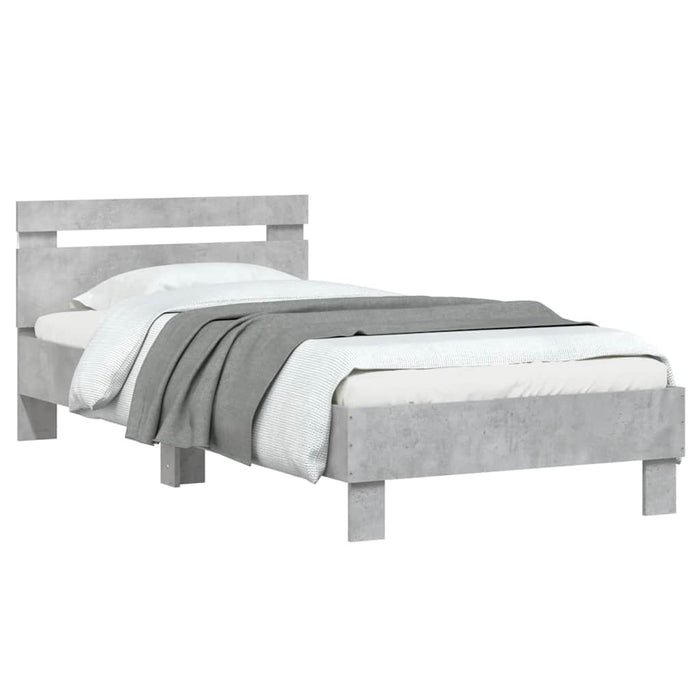 Cadru de pat cu tăblie și lumini LED, gri beton, 90x190 cm - WALTI WALTI