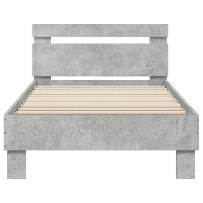 Cadru de pat cu tăblie și lumini LED, gri beton, 90x190 cm - WALTI WALTI