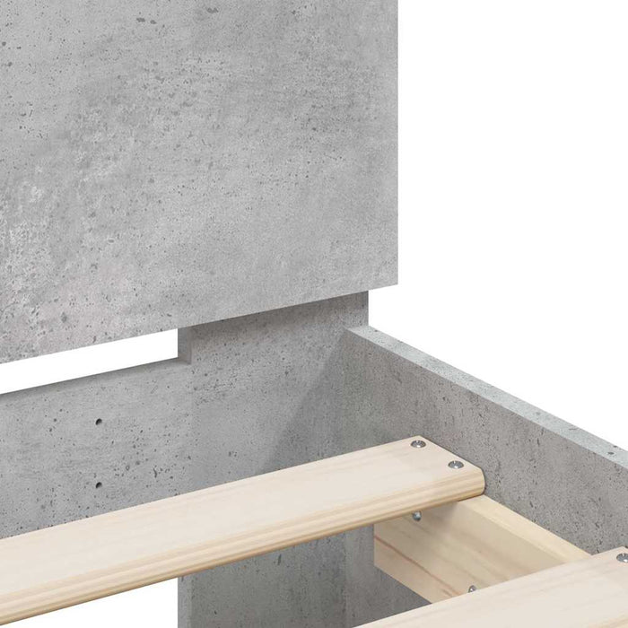 Cadru de pat cu tăblie și lumini LED, gri beton, 90x190 cm - WALTI WALTI