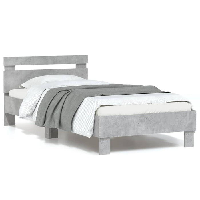Cadru de pat cu tăblie și lumini LED, gri beton, 90x190 cm - WALTI WALTI