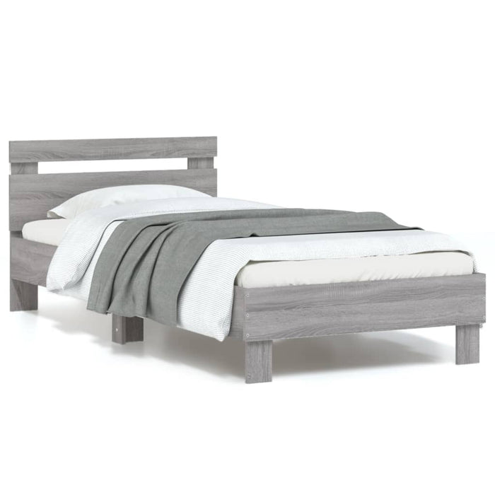Cadru de pat cu tăblie și lumini LED, gri sonoma, 90x190 cm - WALTI WALTI