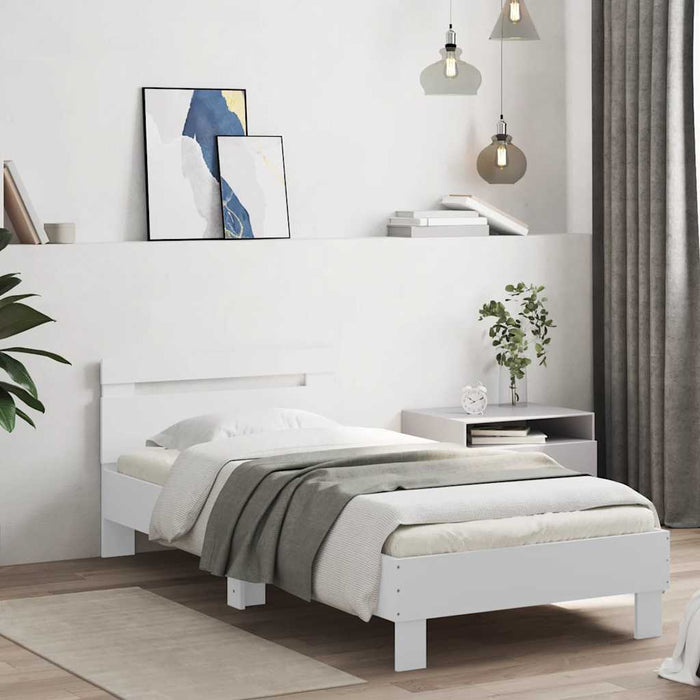 Cadru de pat cu tăblie și lumini LED, alb, 75x190 cm - WALTI WALTI