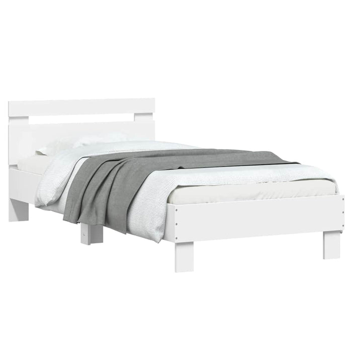Cadru de pat cu tăblie și lumini LED, alb, 75x190 cm - WALTI WALTI