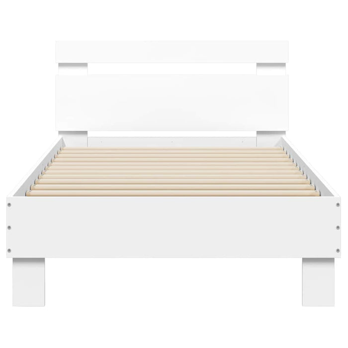 Cadru de pat cu tăblie și lumini LED, alb, 75x190 cm - WALTI WALTI