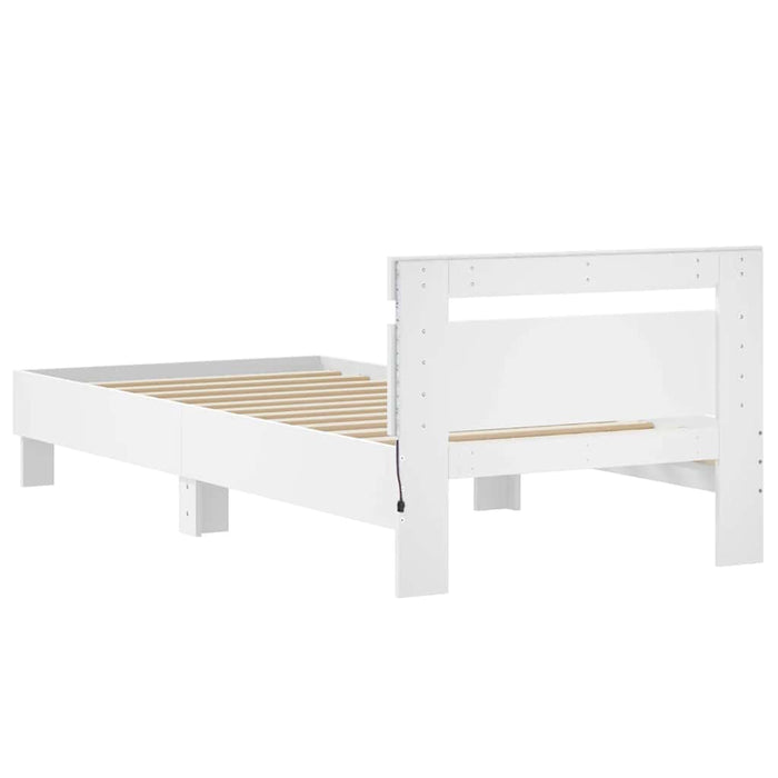 Cadru de pat cu tăblie și lumini LED, alb, 75x190 cm - WALTI WALTI