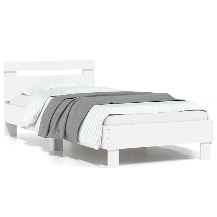 Cadru de pat cu tăblie și lumini LED, alb, 75x190 cm - WALTI WALTI