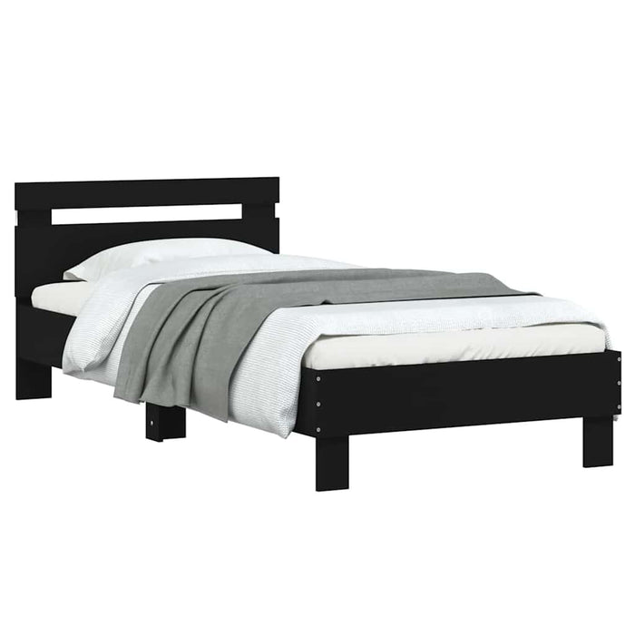 Cadru de pat cu tăblie și lumini LED, negru, 75x190 cm - WALTI WALTI