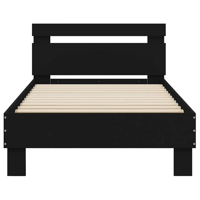 Cadru de pat cu tăblie și lumini LED, negru, 75x190 cm - WALTI WALTI
