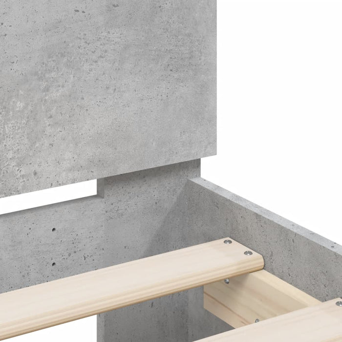 Cadru de pat cu tăblie și lumini LED, gri beton, 75x190 cm WALTI