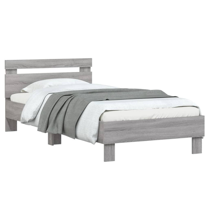 Cadru de pat cu tăblie și lumini LED, gri sonoma, 75x190 cm - WALTI WALTI