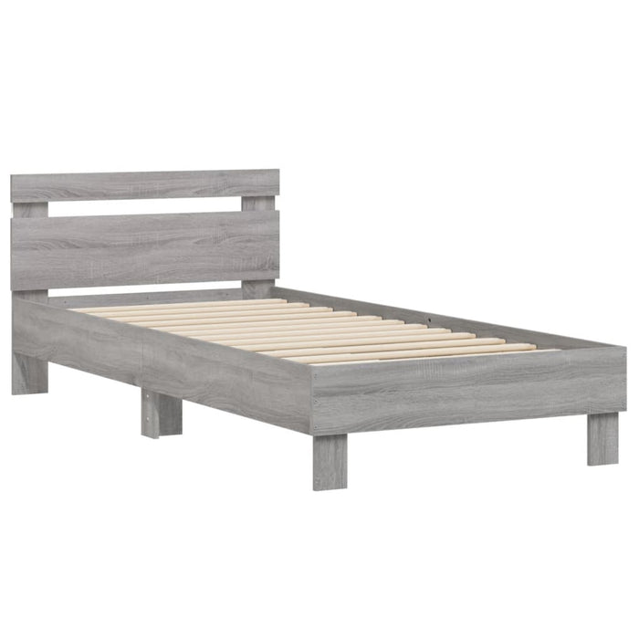Cadru de pat cu tăblie și lumini LED, gri sonoma, 75x190 cm - WALTI WALTI