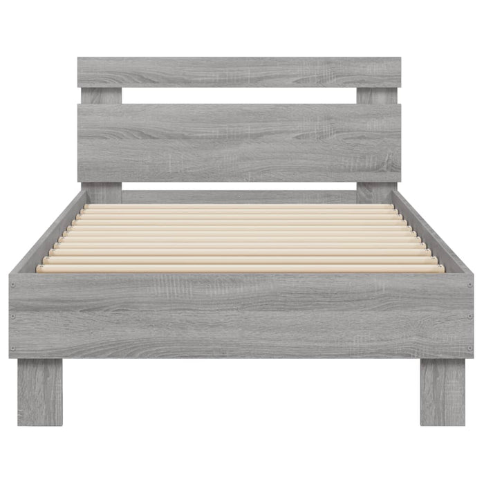 Cadru de pat cu tăblie și lumini LED, gri sonoma, 75x190 cm - WALTI WALTI