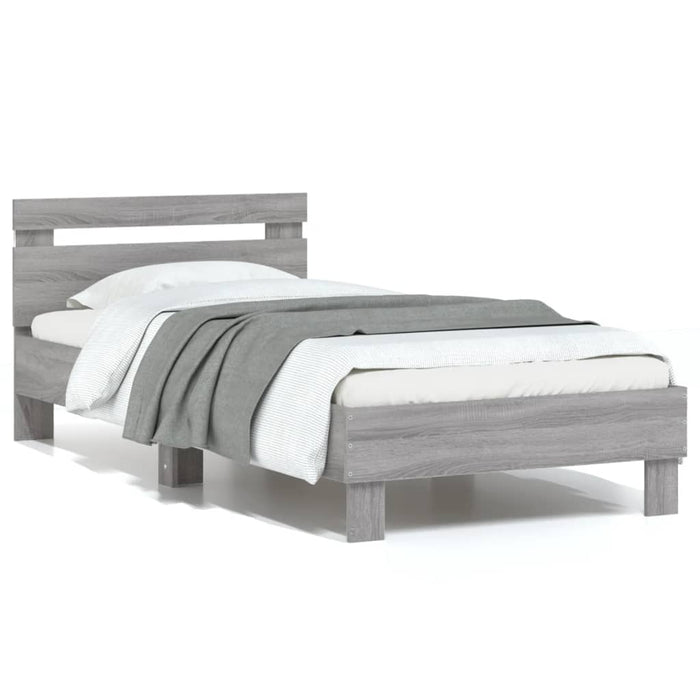 Cadru de pat cu tăblie și lumini LED, gri sonoma, 75x190 cm - WALTI WALTI