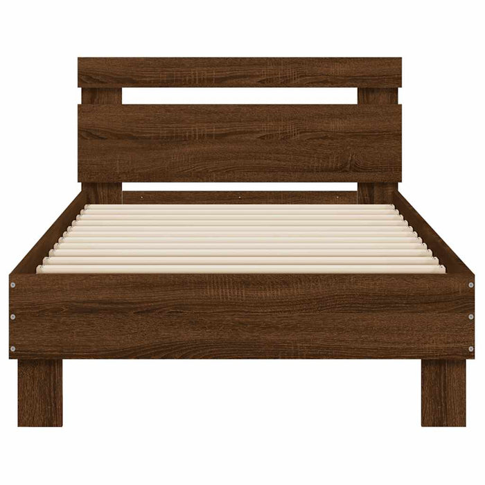 Cadru de pat cu tăblie și lumini LED, stejar maro, 75x190 cm - WALTI WALTI