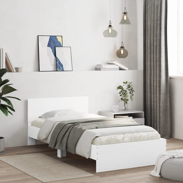 Cadru de pat cu tăblie și lumini LED, alb, 100x200 cm - WALTI WALTI