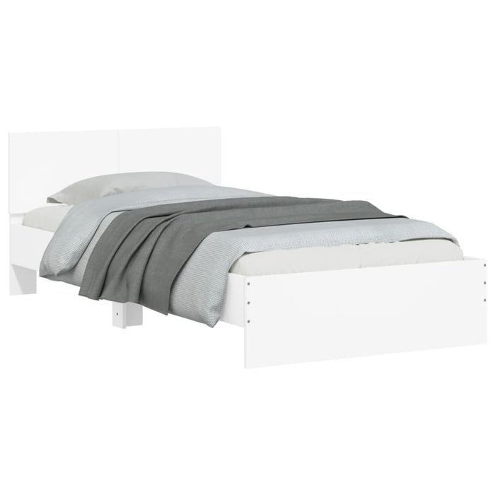 Cadru de pat cu tăblie și lumini LED, alb, 100x200 cm - WALTI WALTI