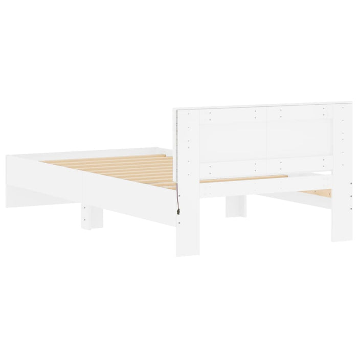 Cadru de pat cu tăblie și lumini LED, alb, 100x200 cm - WALTI WALTI