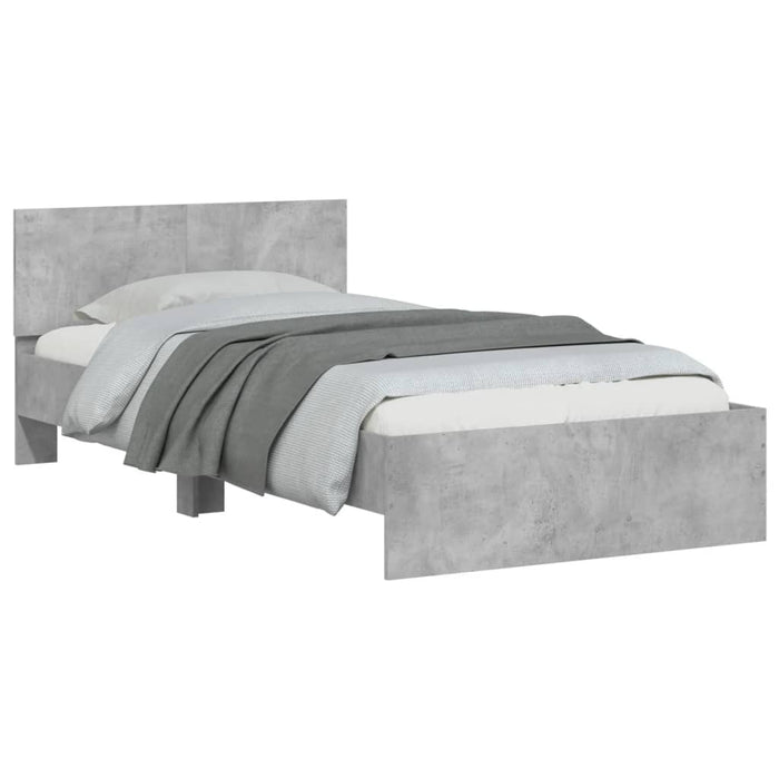 Cadru de pat cu tăblie și lumini LED, gri beton, 100x200 cm - WALTI WALTI