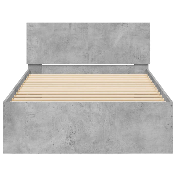 Cadru de pat cu tăblie și lumini LED, gri beton, 100x200 cm - WALTI WALTI