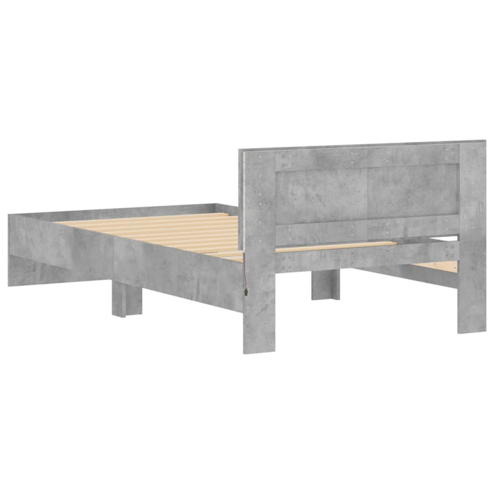 Cadru de pat cu tăblie și lumini LED, gri beton, 100x200 cm - WALTI WALTI