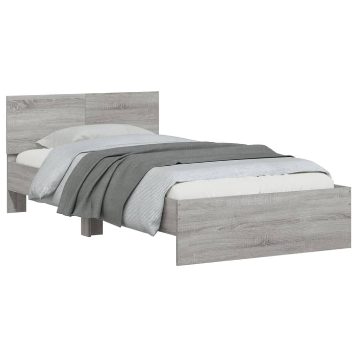 Cadru de pat cu tăblie și lumini LED, gri sonoma, 100x200 cm - WALTI WALTI