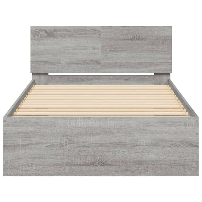 Cadru de pat cu tăblie și lumini LED, gri sonoma, 100x200 cm - WALTI WALTI