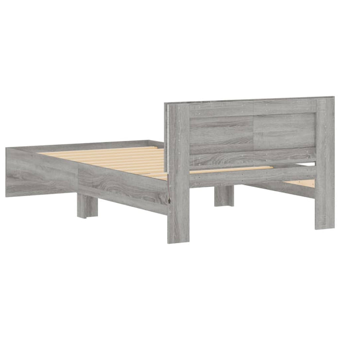 Cadru de pat cu tăblie și lumini LED, gri sonoma, 100x200 cm - WALTI WALTI