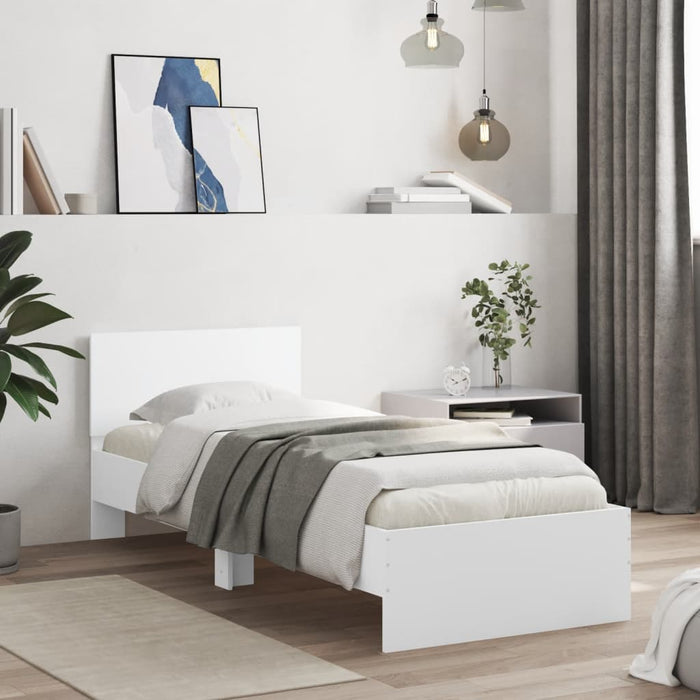Cadru de pat cu tăblie și lumini LED, alb, 90x200 cm - WALTI WALTI