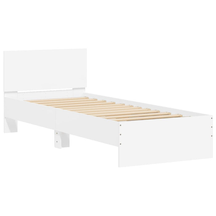 Cadru de pat cu tăblie și lumini LED, alb, 90x200 cm - WALTI WALTI