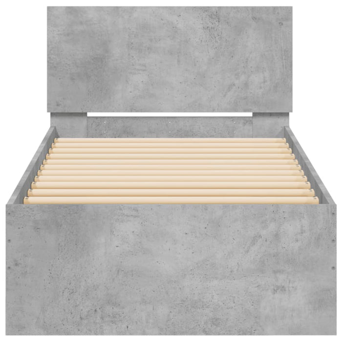 Cadru de pat cu tăblie și lumini LED, gri beton, 90x200 cm - WALTI WALTI