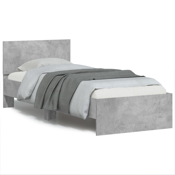 Cadru de pat cu tăblie și lumini LED, gri beton, 90x200 cm - WALTI WALTI