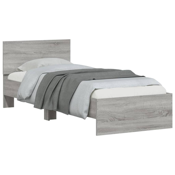 Cadru de pat cu tăblie și lumini LED, gri sonoma, 90x200 cm - WALTI WALTI