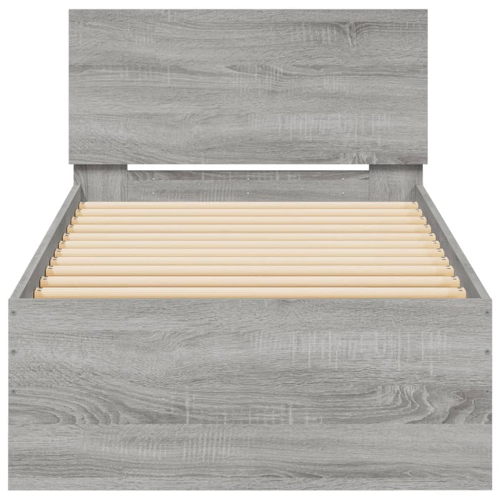 Cadru de pat cu tăblie și lumini LED, gri sonoma, 90x200 cm - WALTI WALTI